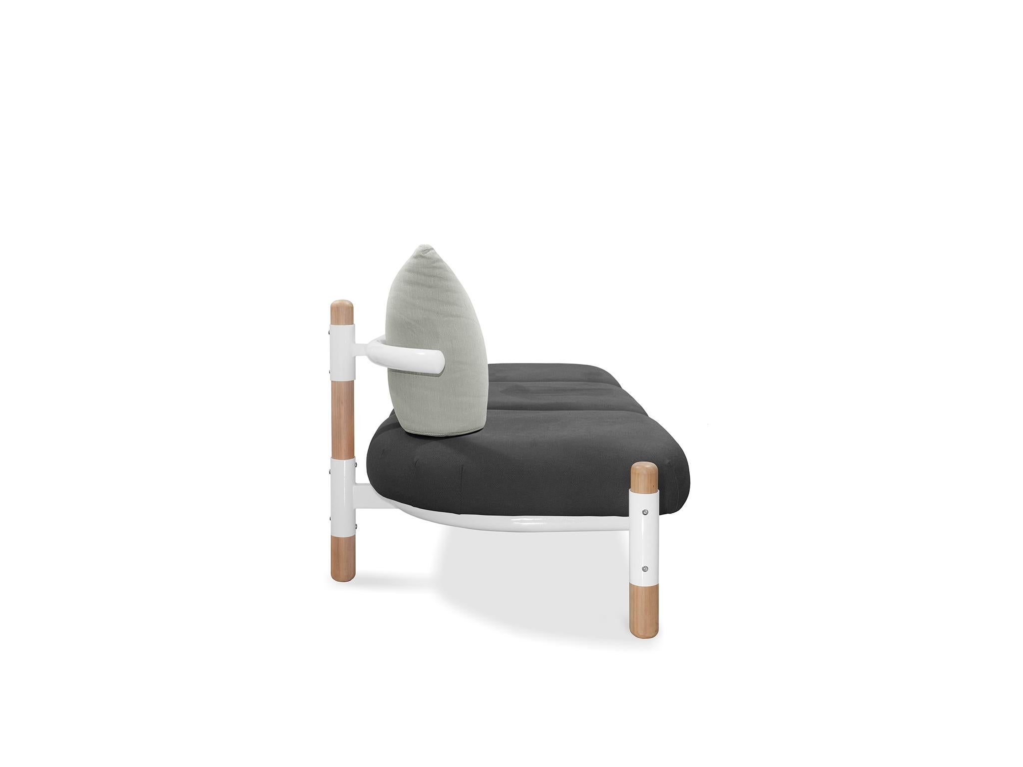 Modern Black PK15 Three-Seat Sofa, Carbon Steel Structure & Wood Legs by Paulo Kobylka For Sale