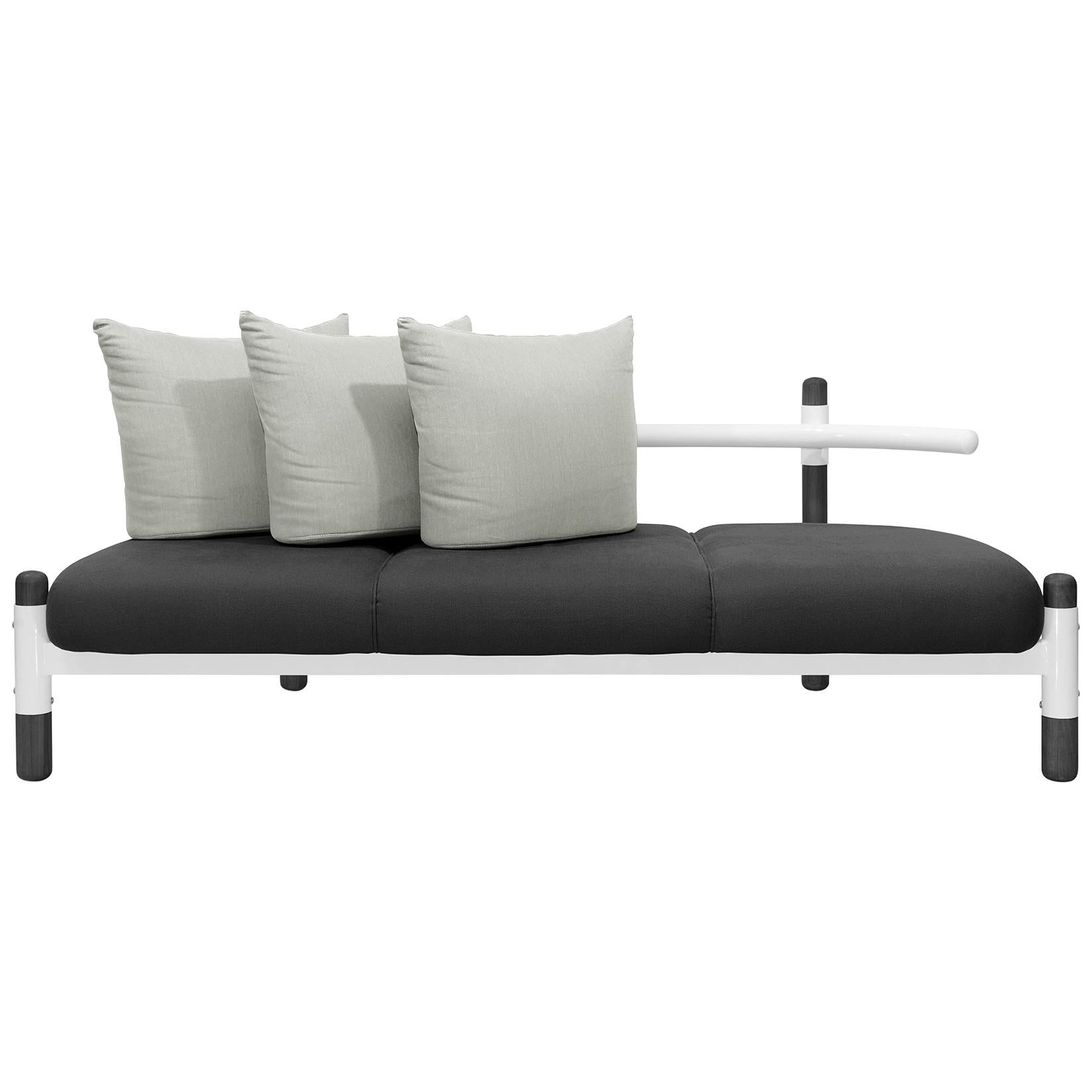 Black PK15 Three-Seat Sofa, Steel Structure and Ebonized Legs by Paulo Kobylka For Sale