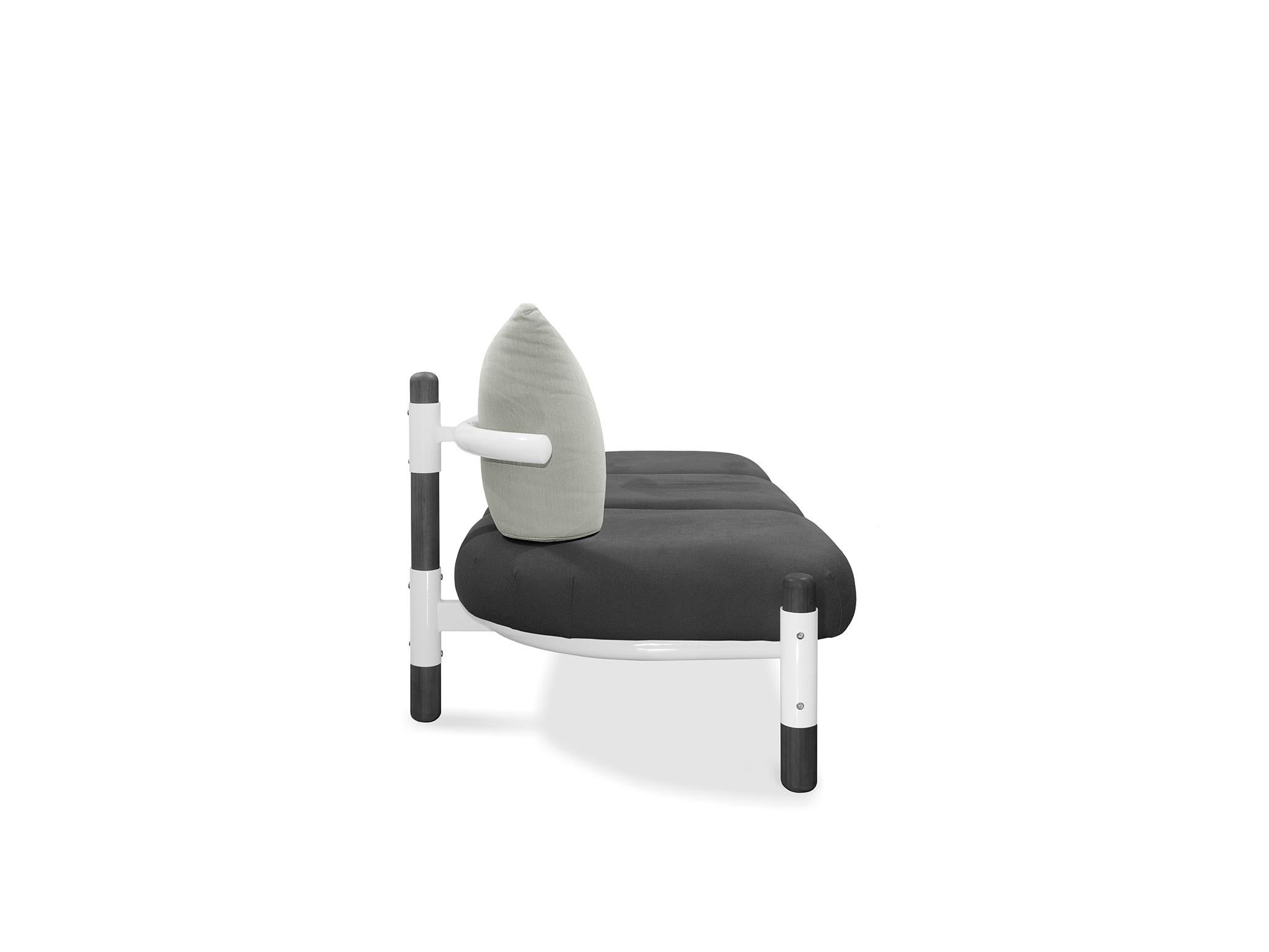 Modern Black PK15 Three-Seat Sofa, Steel Structure and Ebonized Legs by Paulo Kobylka For Sale