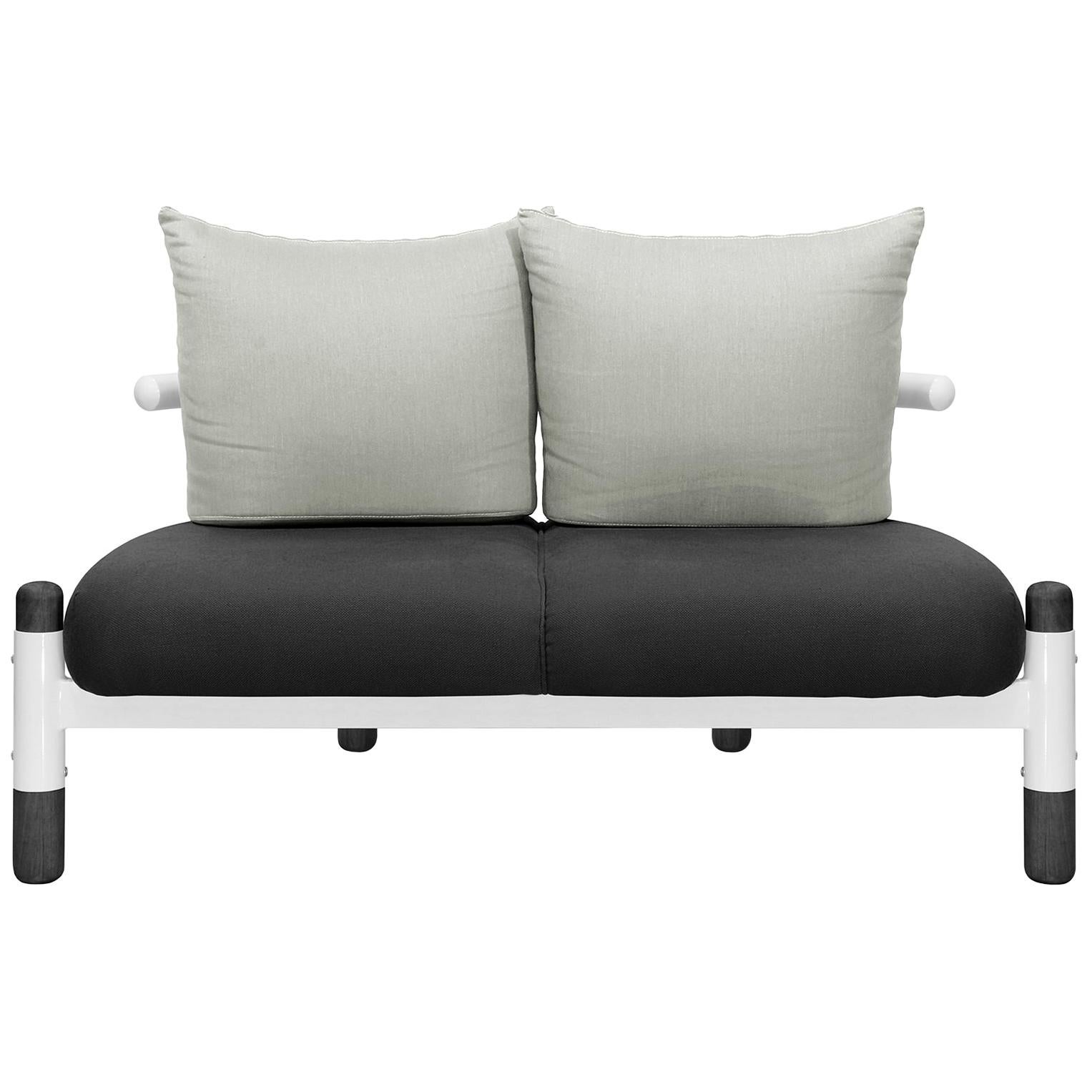 Black PK15 Two-Seat Sofa, Steel Structure & Ebonized Wood Legs by Paulo Kobylka