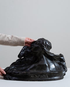 Black Plaster Bust of Daphne, Antique Sculpture from France, 1900s