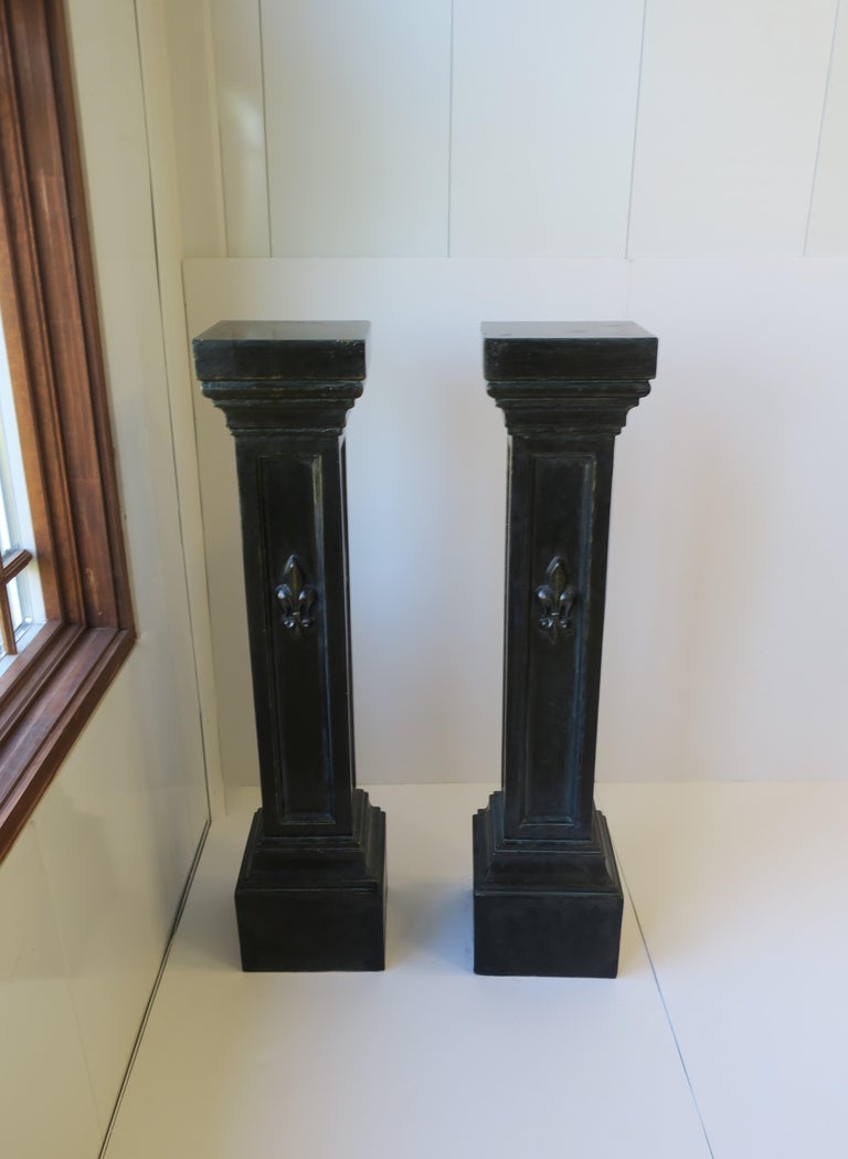 Black Column Pillar Pedestal Stands, Pair For Sale at 1stDibs black