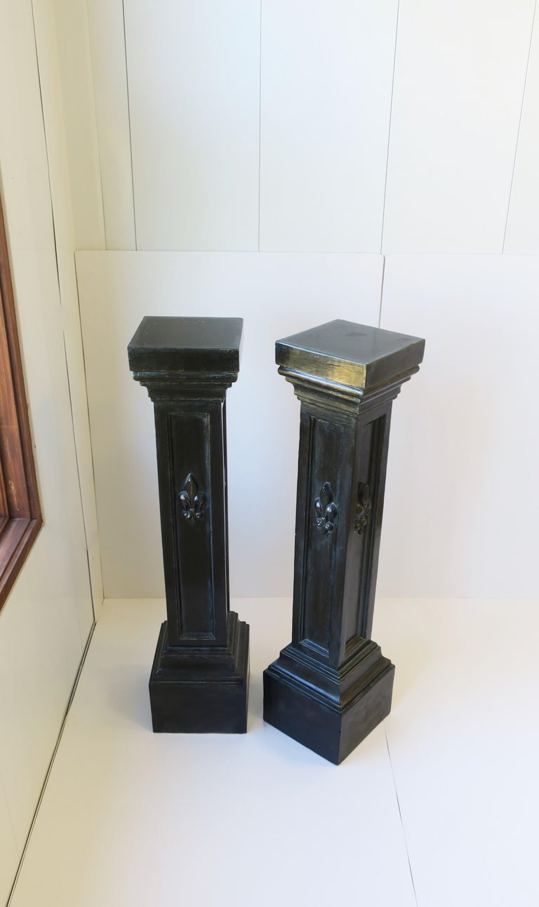 Black Column Pillar Pedestal Stands, Pair For Sale at 1stDibs black