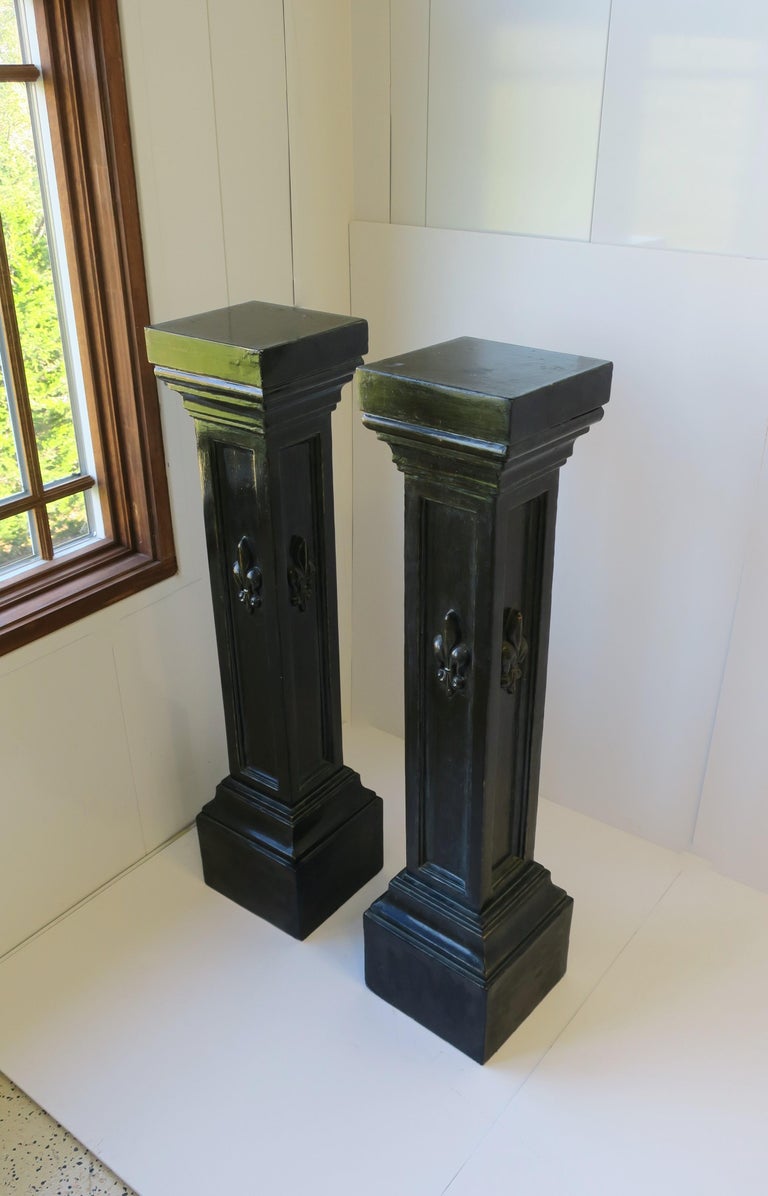 Black Column Pillar Pedestal Stands, Pair For Sale at 1stDibs black