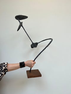 Vintage Post-Modern Abstract Black Plaster Sculpture, c. 1980's