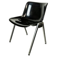 Black plastic & Aluminum 1970s MODUS stackable chair by Borsani for Tecno