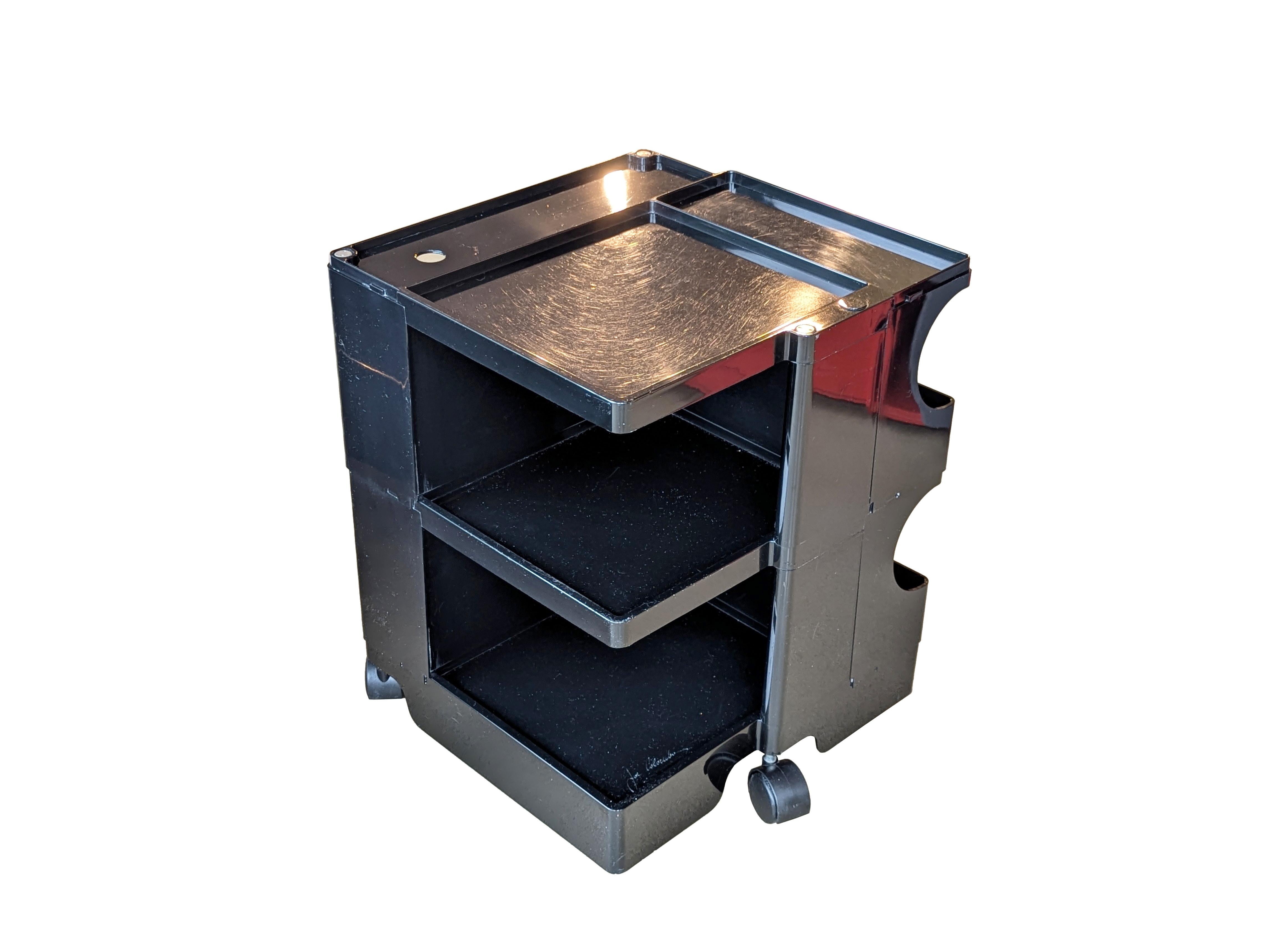 Black plastic & metal 70s Boby serving container by Joe Colombo for Bieffeplast In Good Condition For Sale In Varese, Lombardia