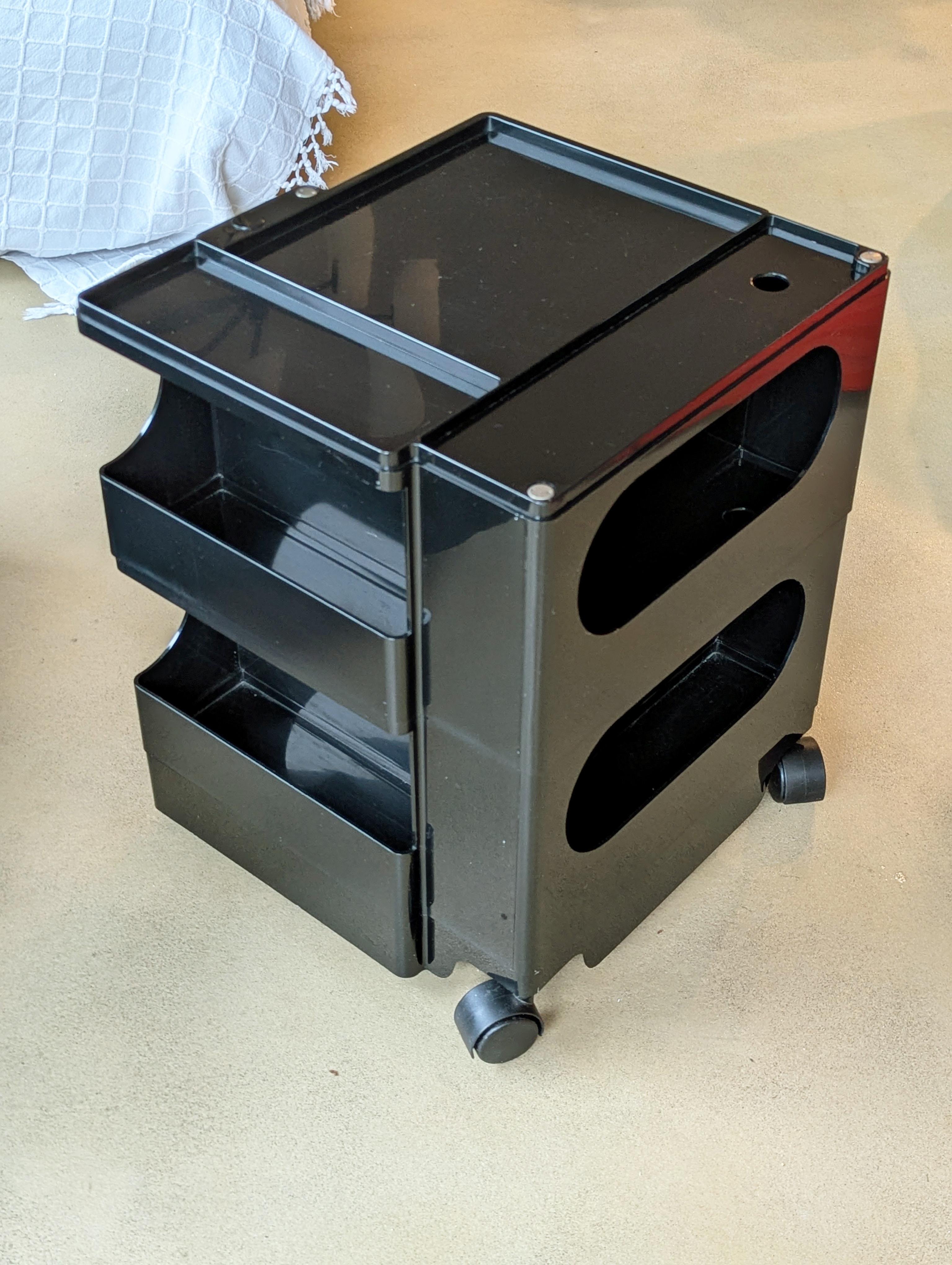 Black plastic & metal 70s Boby serving container by Joe Colombo for Bieffeplast For Sale 1