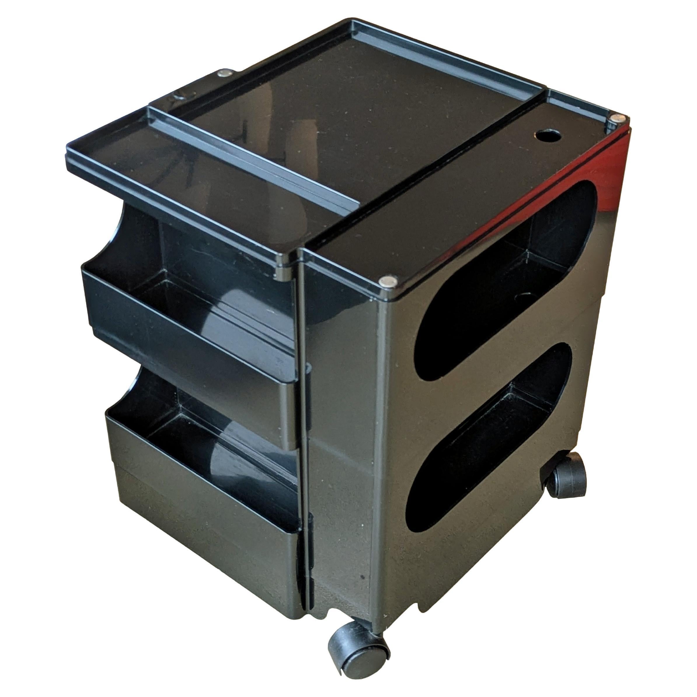 Black plastic & metal 70s Boby serving container by Joe Colombo for Bieffeplast For Sale