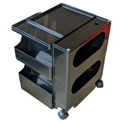 Black plastic & metal 70s Boby serving container by Joe Colombo for Bieffeplast