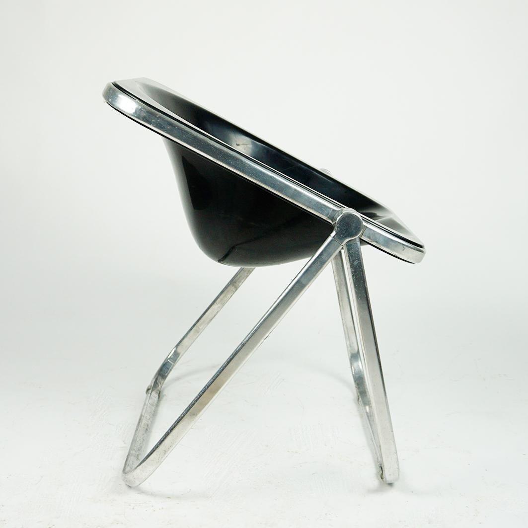 Black Plastic Plona Folding Chair by Giancarlo Piretti for Castelli Italy In Good Condition In Vienna, AT
