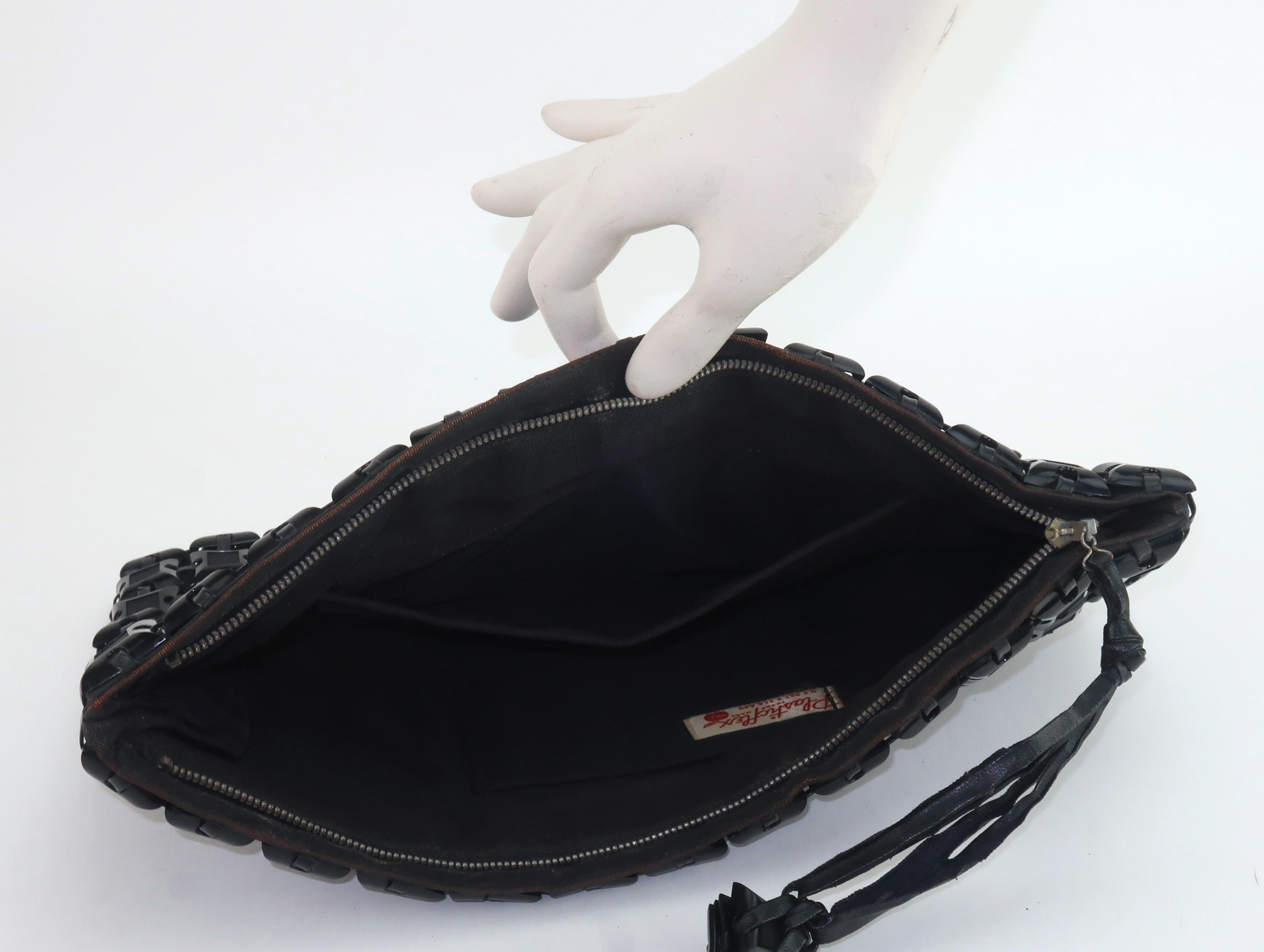 Black Plasticflex Mesh Clutch Handbag, 1940’s 2
