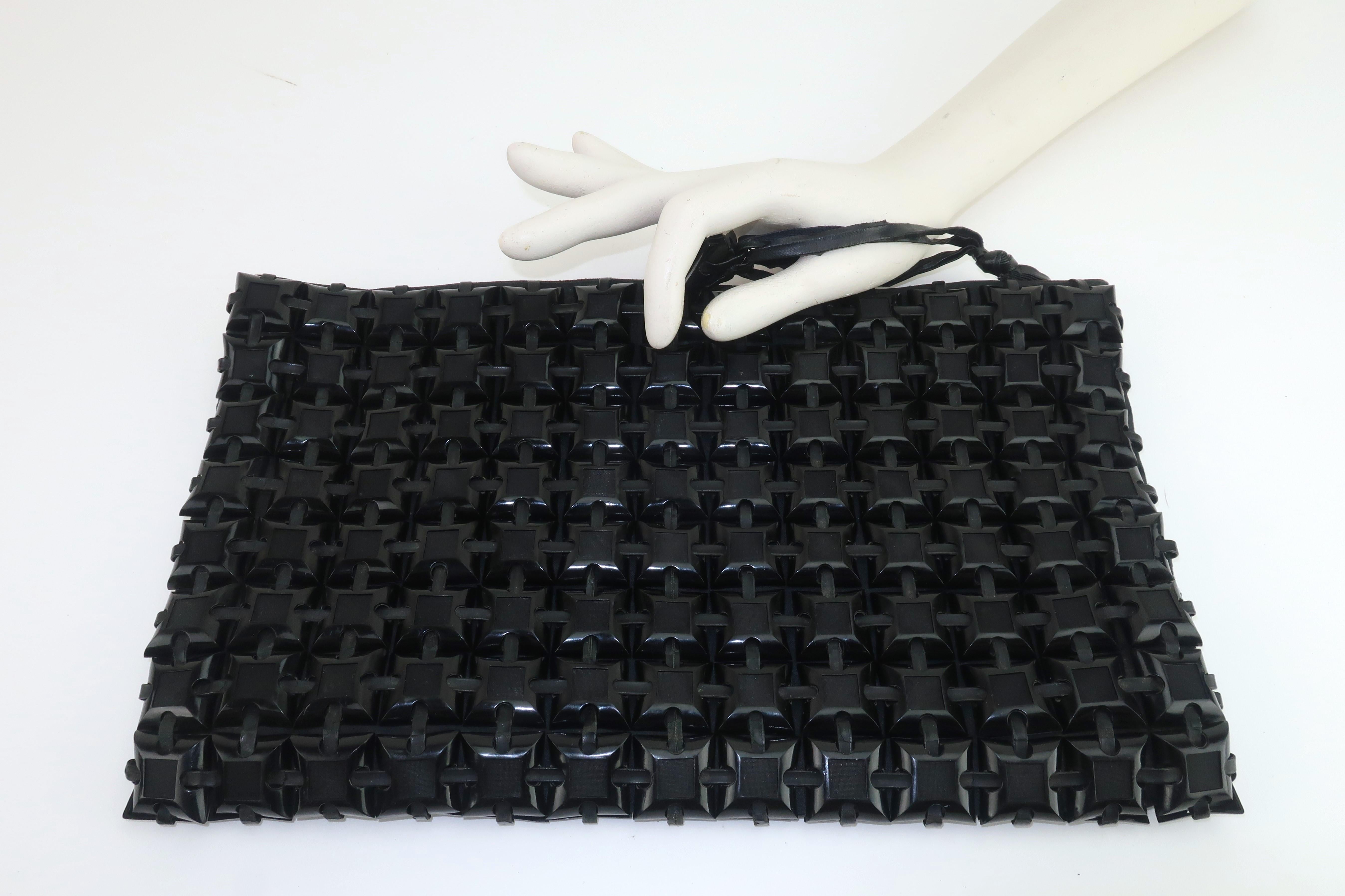 Black Plasticflex Mesh Clutch Handbag, 1940’s 5