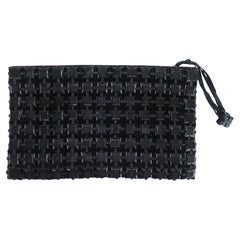 Schwarze Plasticflex Mesh Clutch Handtasche, 1940er Jahre