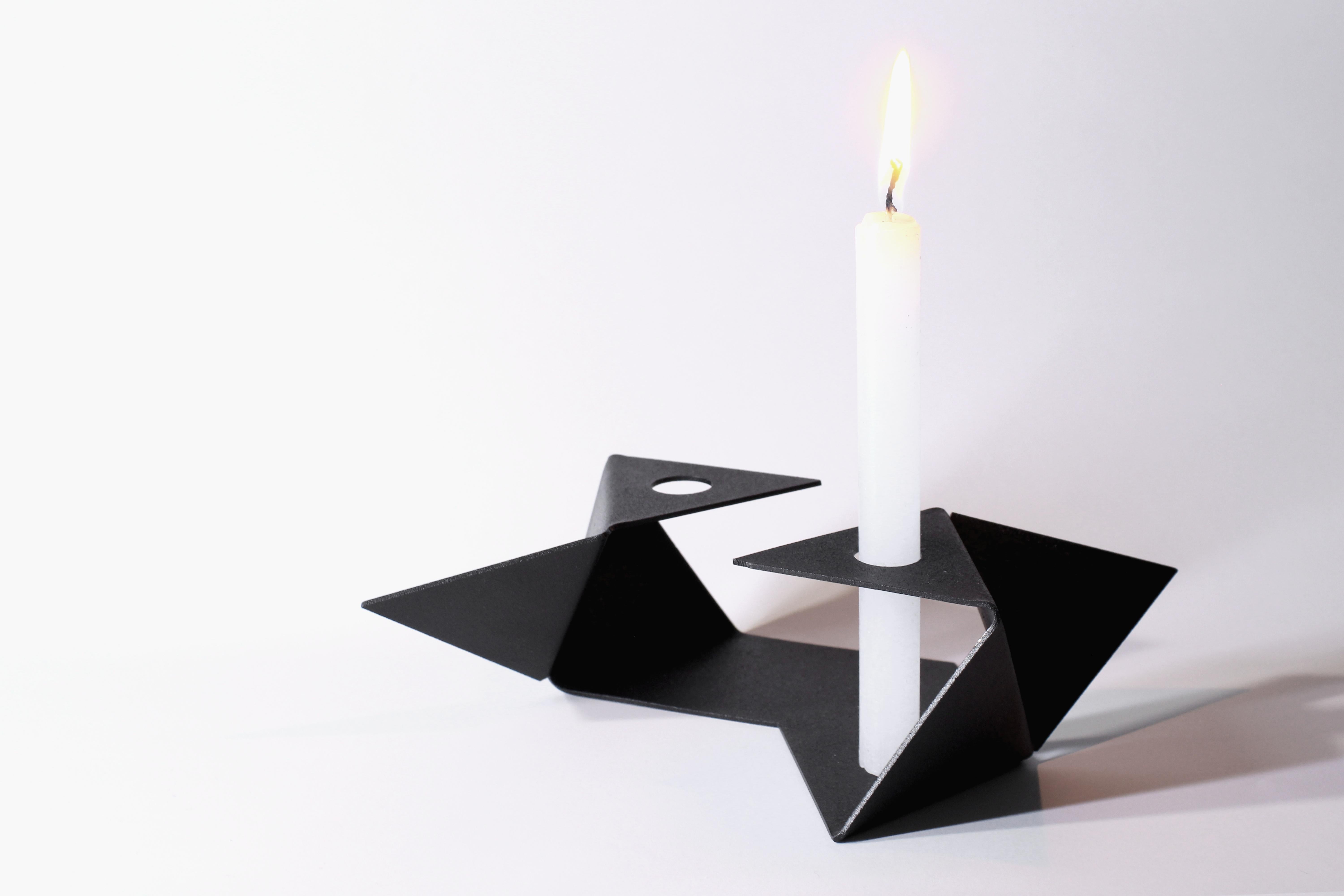 Black Platonic candleholder (two candles) by Gabriel Freitas For Sale 1