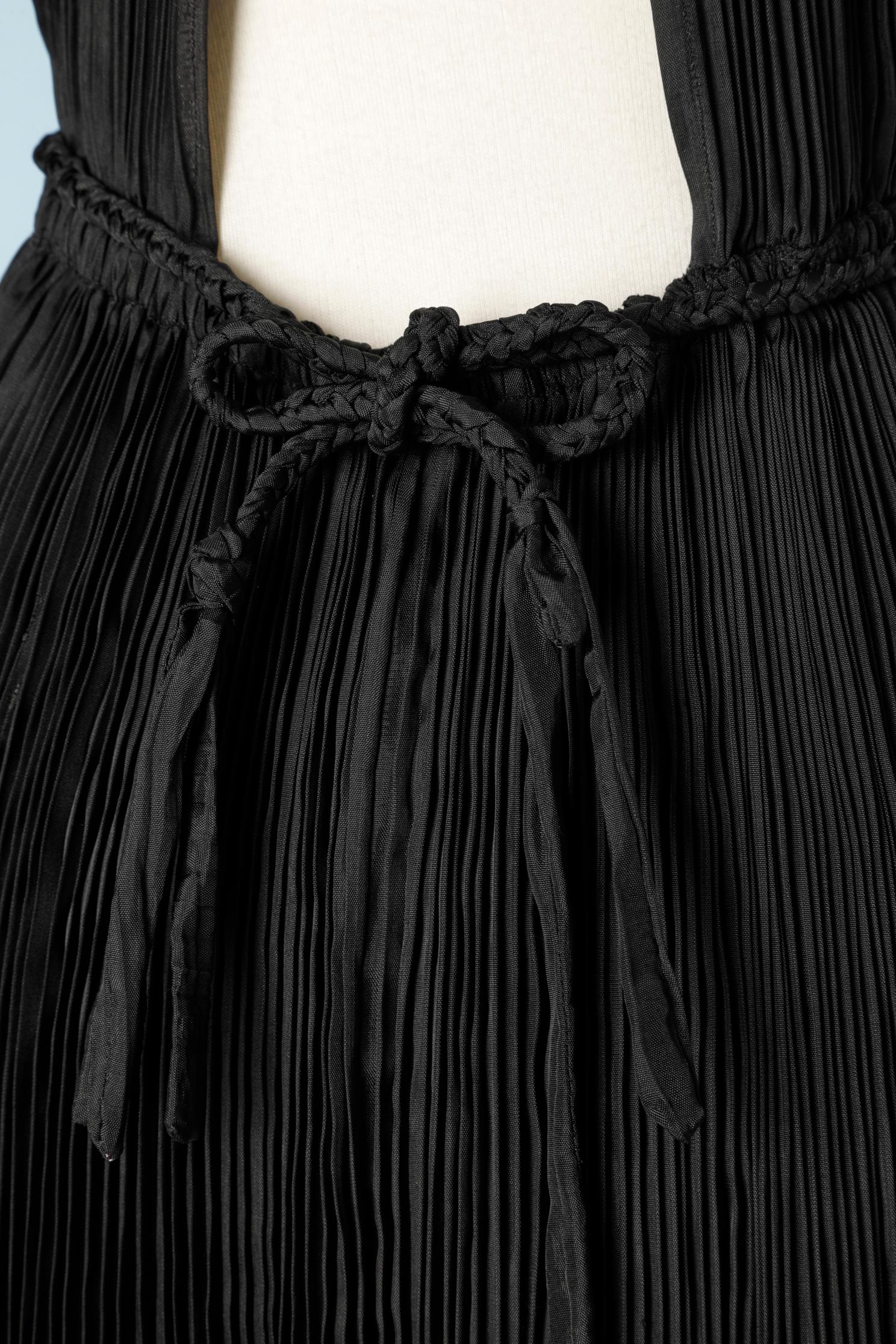Black pleated backless dress with braided  belt  Fortuny's style  3