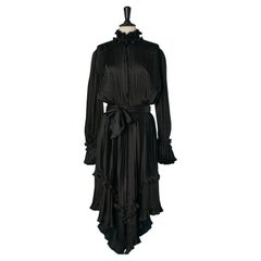 Black pleated cocktail dress with ruffles ALEXANDRE VAUTHIER