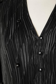 Black pleated dress and skirt ensemble with black beads JUDY HORNBY Couture