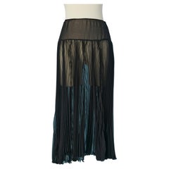 Black pleated see-through silk chiffon skirt CHRISTIAN DIOR