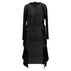Schwarz Pleats Please Issey Miyake Longline Jacke Designer Größe 5