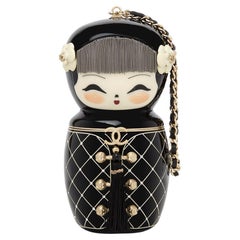 Black Plexiglass & Enamel Paris-Shanghai China Doll Minaudiere