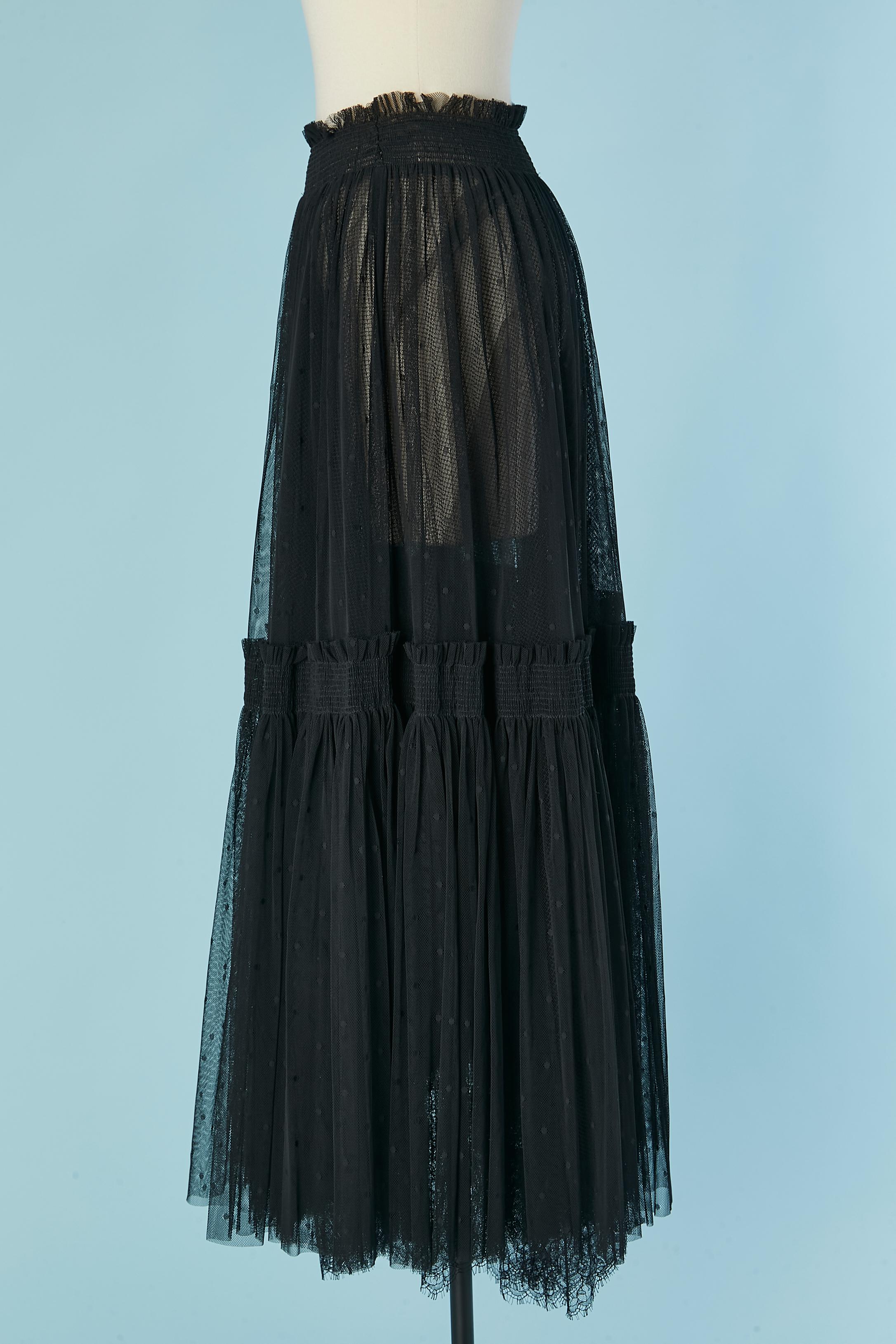 Black plumetis tulle and lace ruffle skirt CHRISTIAN DIOR For Sale 3