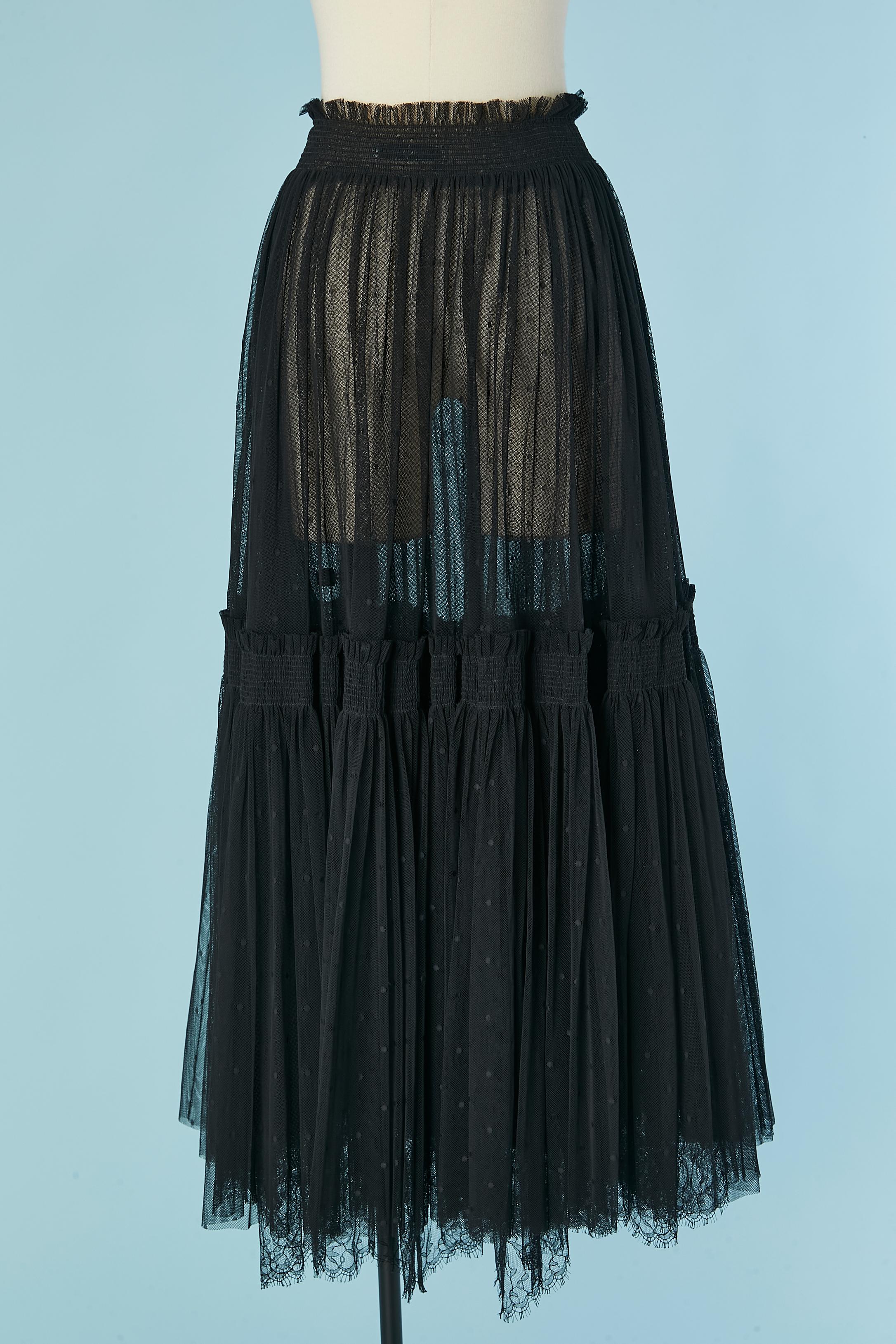 Black plumetis tulle and lace ruffle skirt CHRISTIAN DIOR For Sale 4
