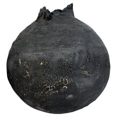 Black Pod Vase Raw Clay Handmade