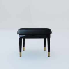 Black polished adjustable piano bench