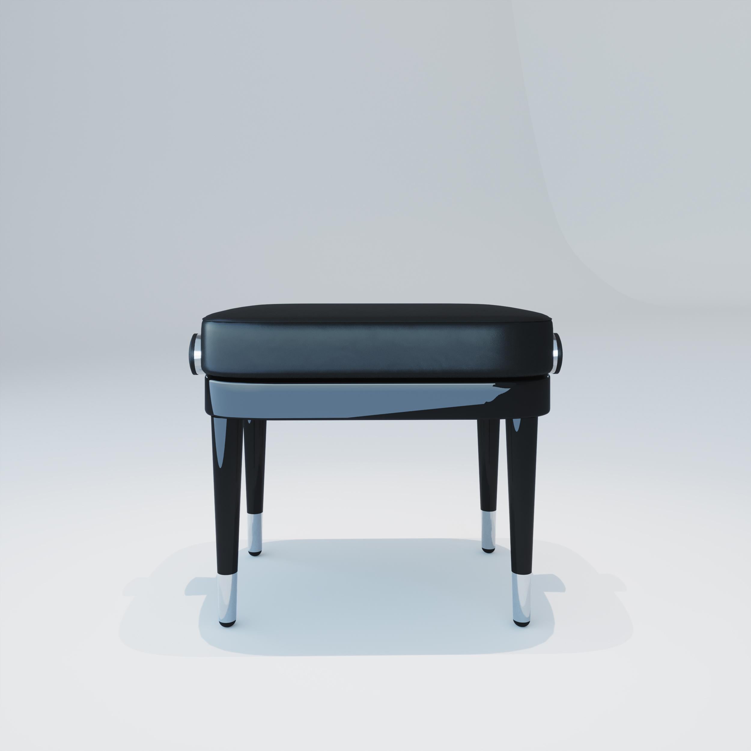 XXIe siècle et contemporain Banc de piano réglable noir poli en vente