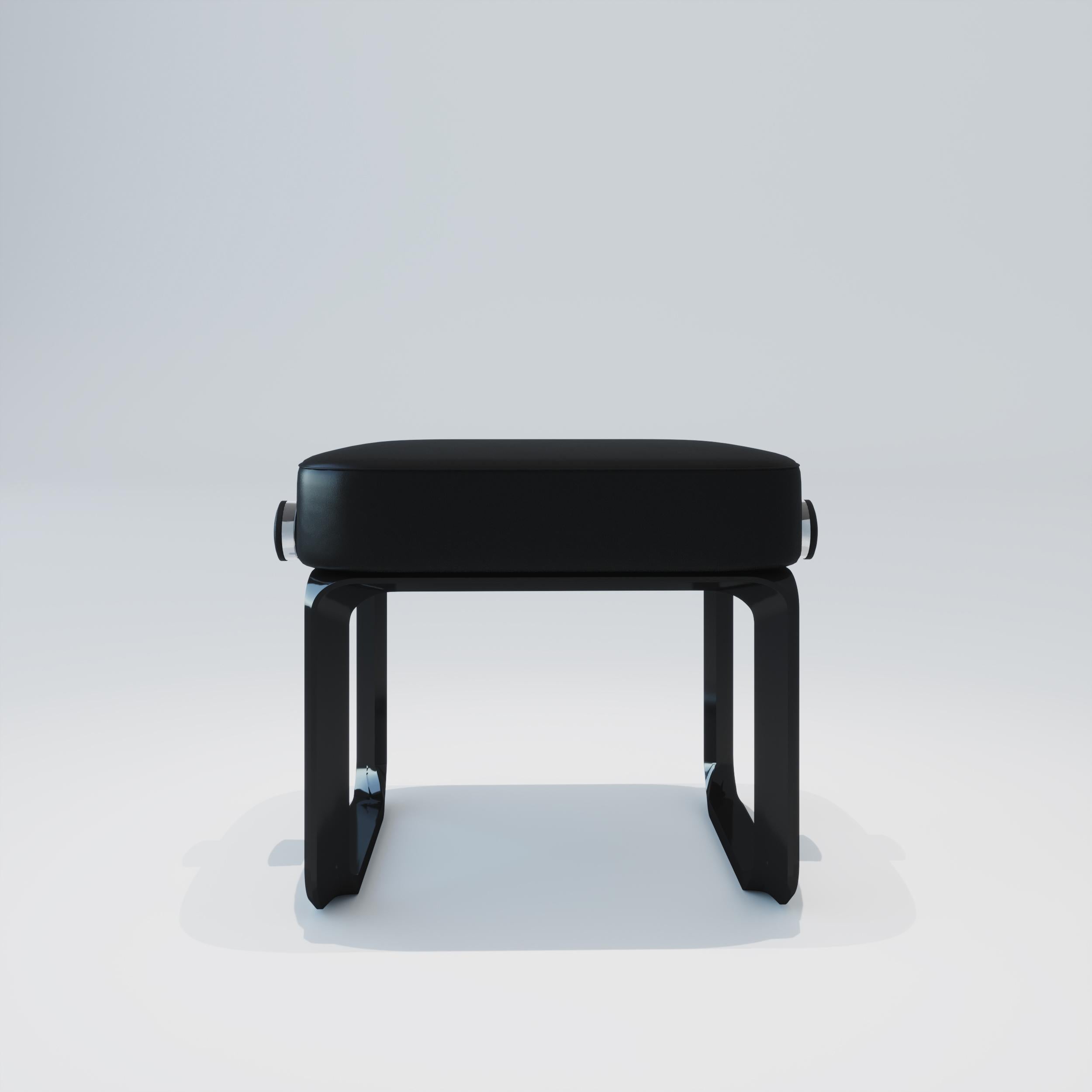 Banc de piano réglable noir poli en vente 2
