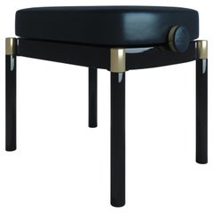 Black polished adjustable piano bench