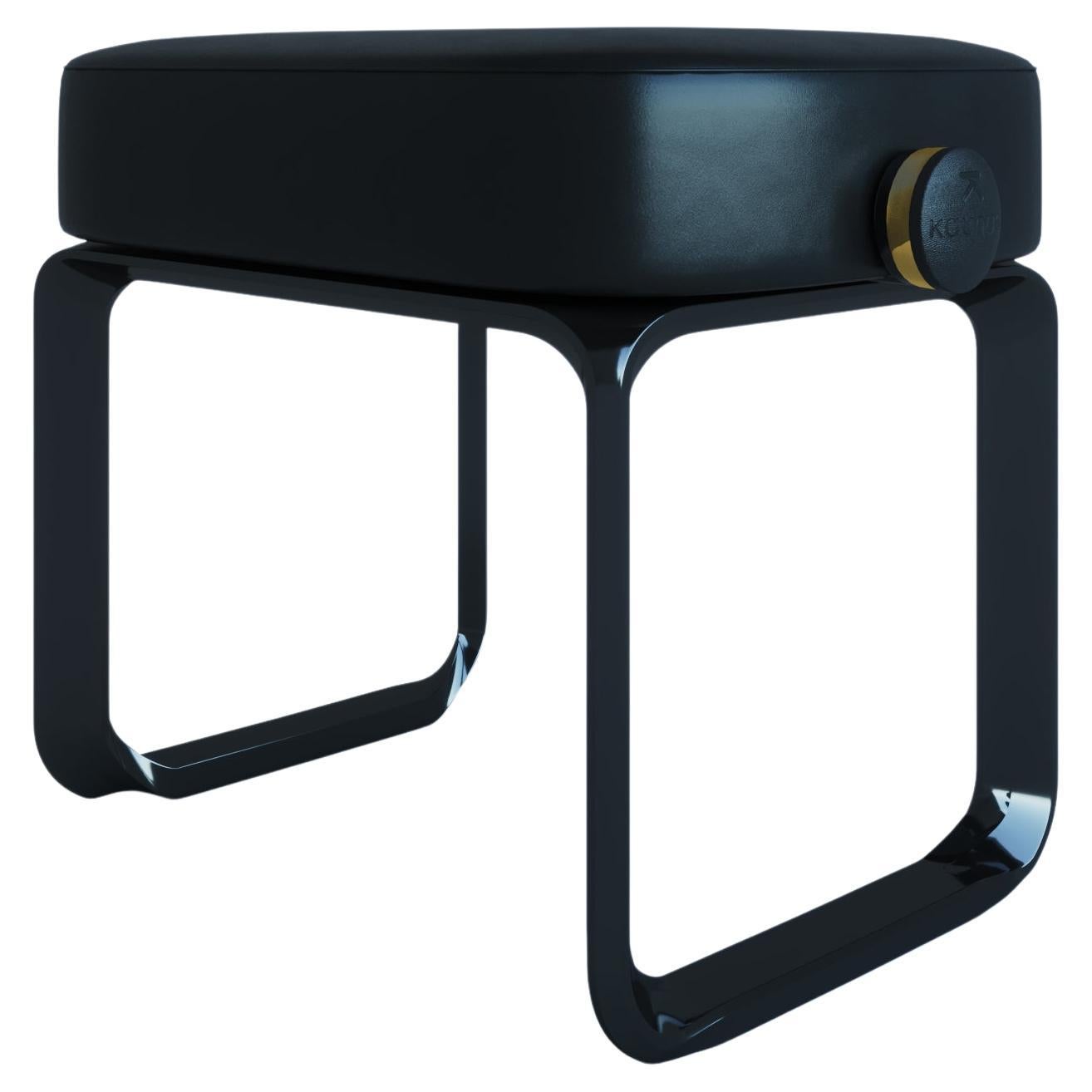 Black polished adjustable piano bench