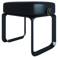 Black polished adjustable piano bench