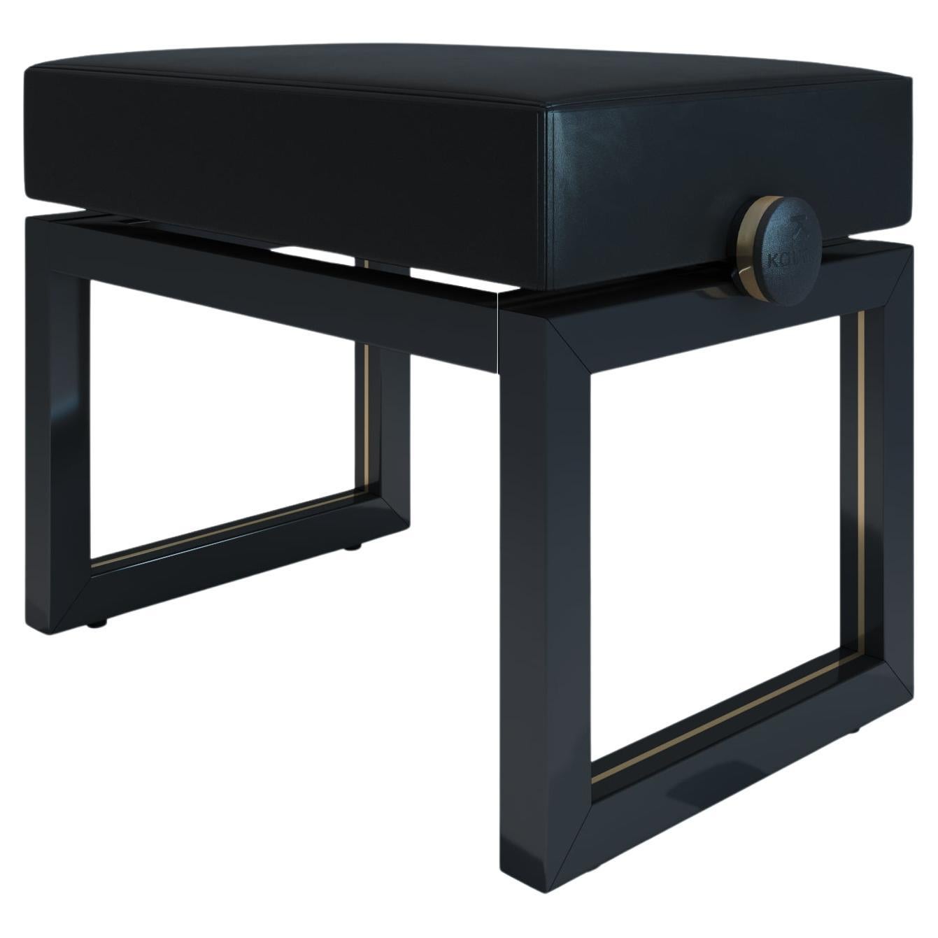 Black polished adjustable piano bench