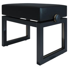 Black polished adjustable piano bench