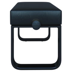 Black polished adjustable piano bench