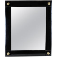 Antique Black Polished Biedermeier Wall Mirror II, Austria, circa 1850
