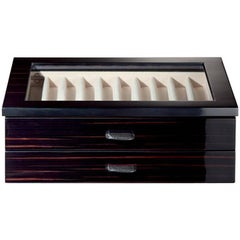Agresti Black Polished Box for 20 Pens with Suede and Leather Detail