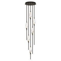 Lampadario Il Pezzo 12 a grappolo in ottone lucido nero J di Il Pezzo Mancante
