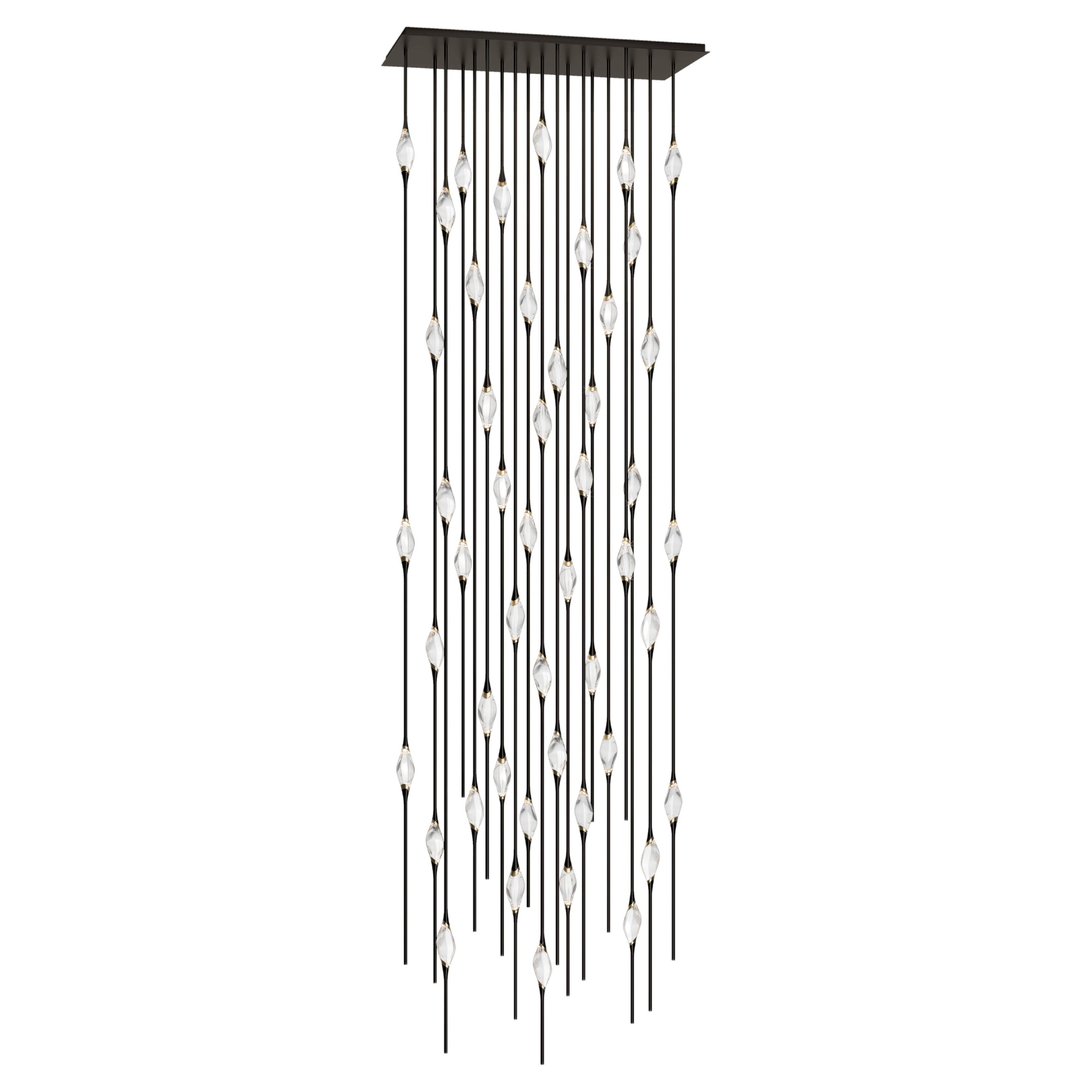Lampadario Il Pezzo 12 Cluster M by Il Pezzo Mancante in ottone lucido nero. in vendita