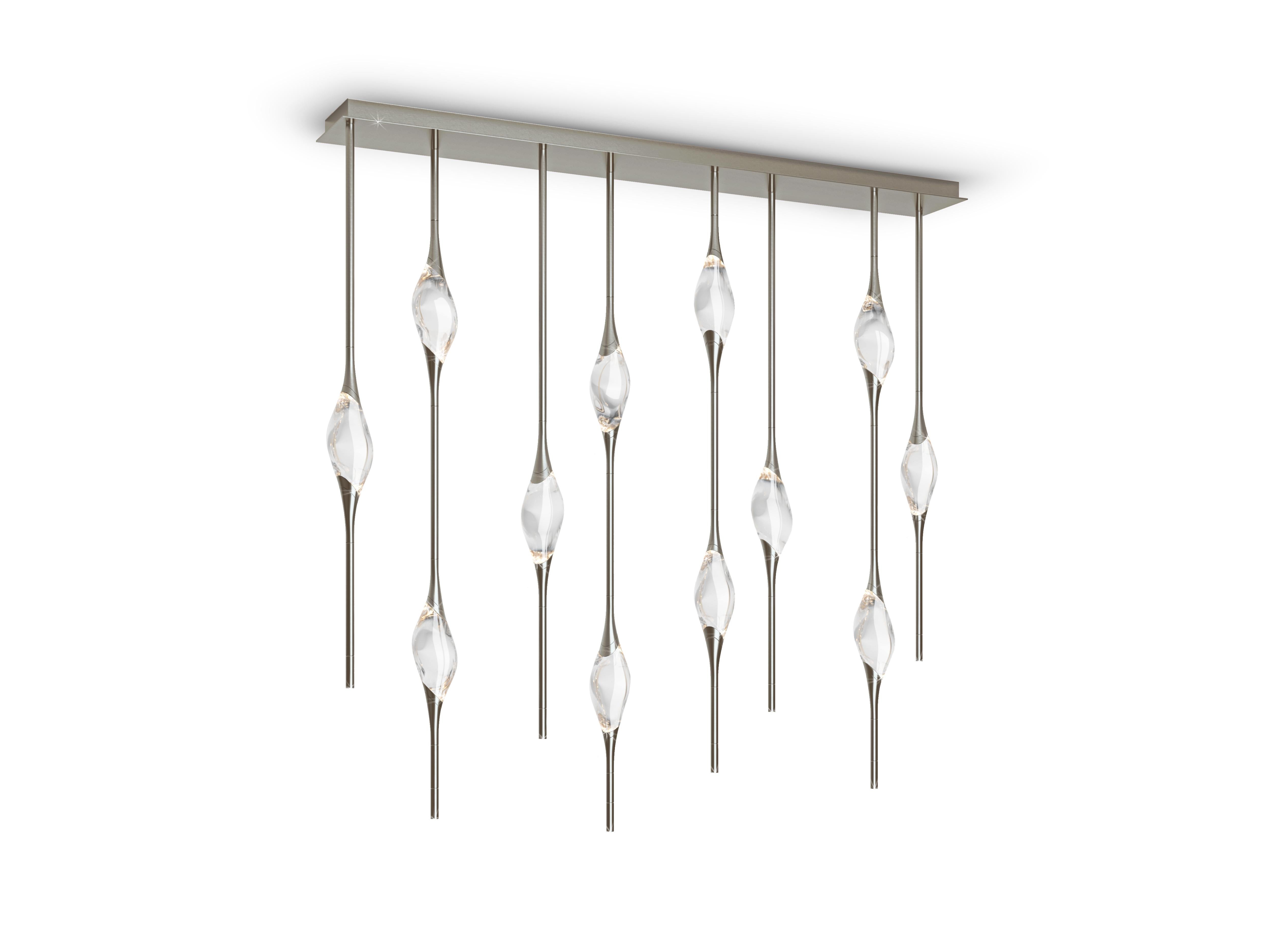 Lampadario Il Pezzo 12 sfalsato in ottone lucido nero di Il Pezzo Mancante In condizioni Nuovo in vendita a Geneve, CH