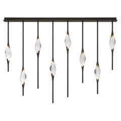 Lampadario Il Pezzo 12 sfalsato in ottone lucido nero di Il Pezzo Mancante