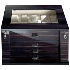 Black Polished Chest for 28 Watches by Agresti