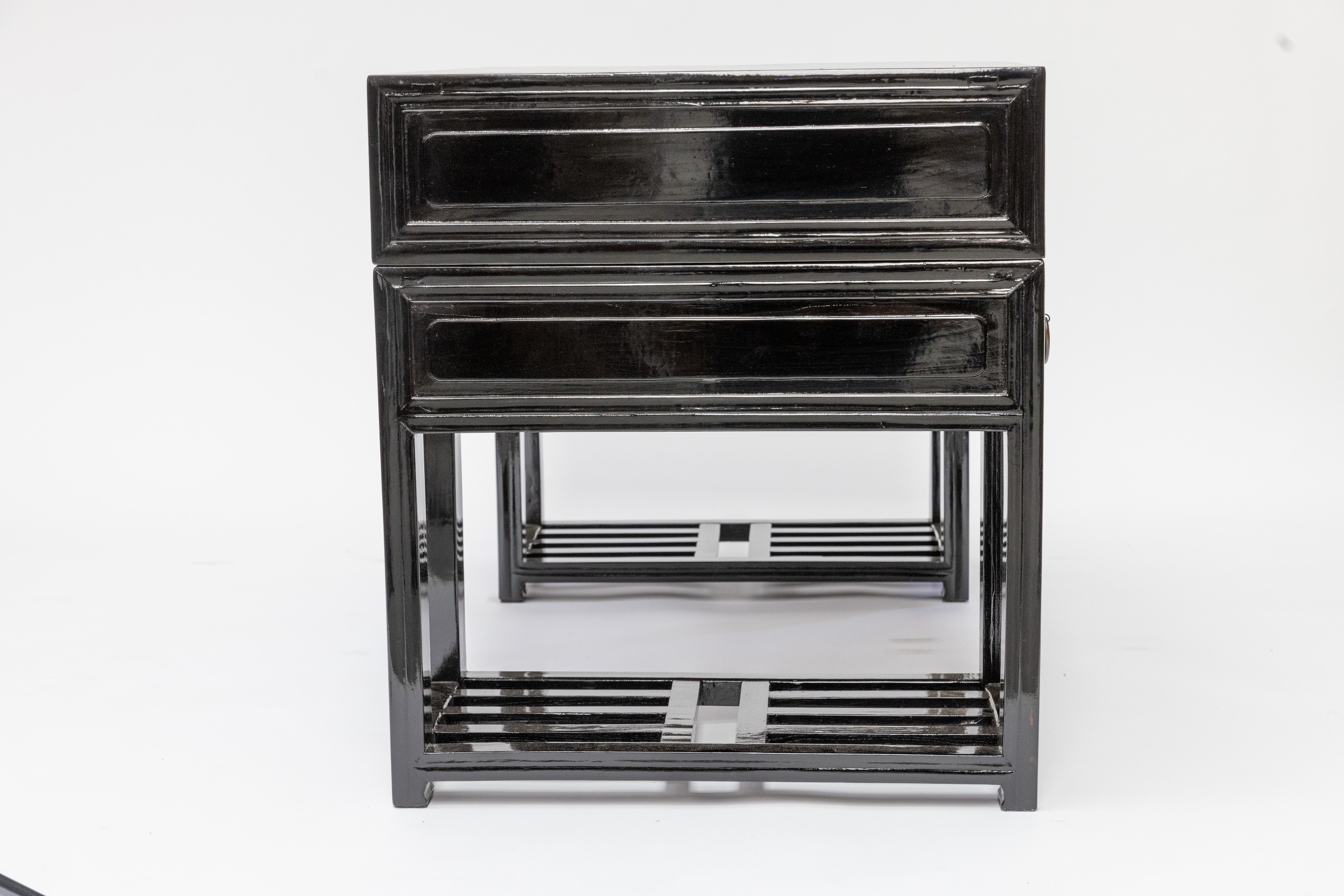 Bureau d'érudit en bois d'orme poli noir 2