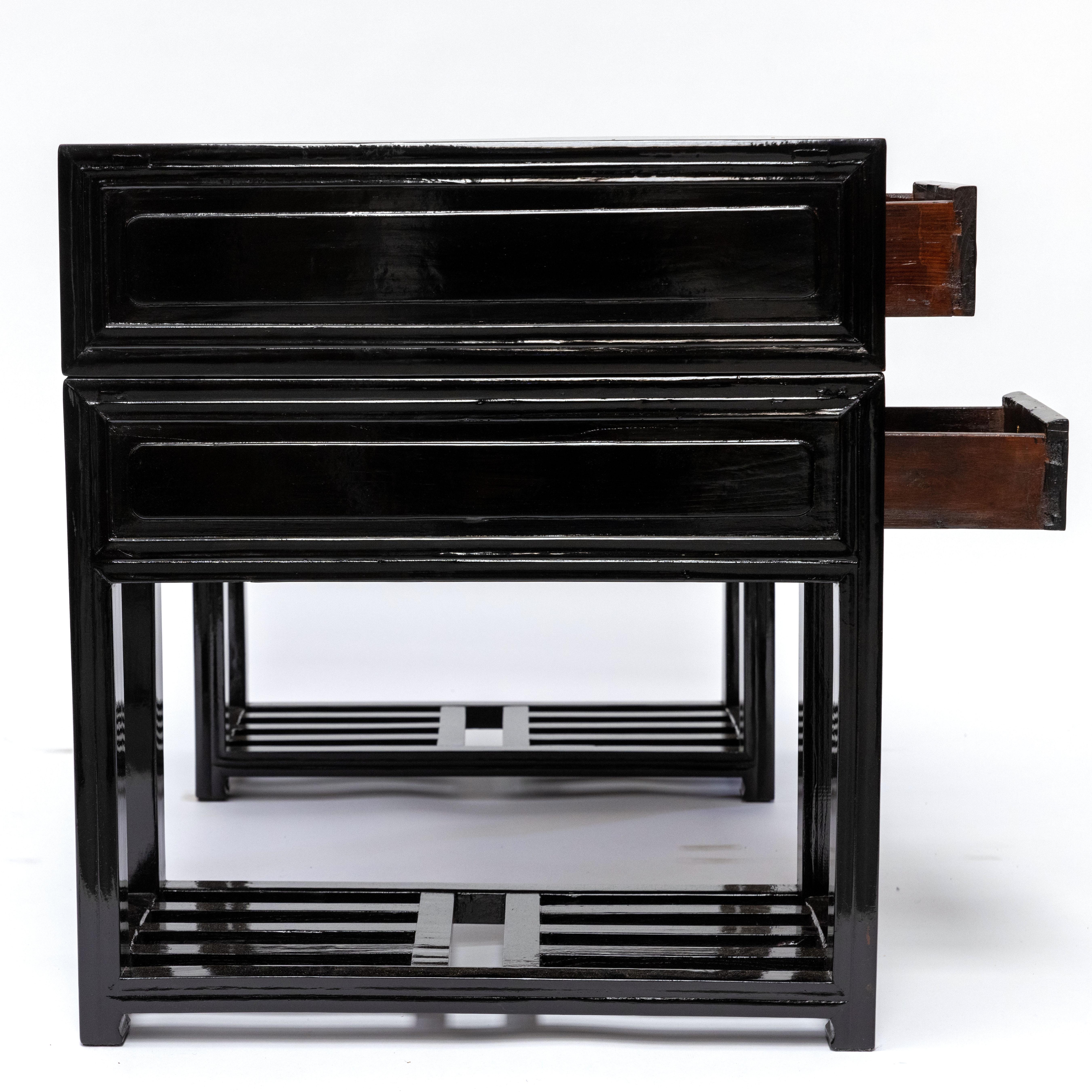Bureau d'érudit en bois d'orme poli noir 3