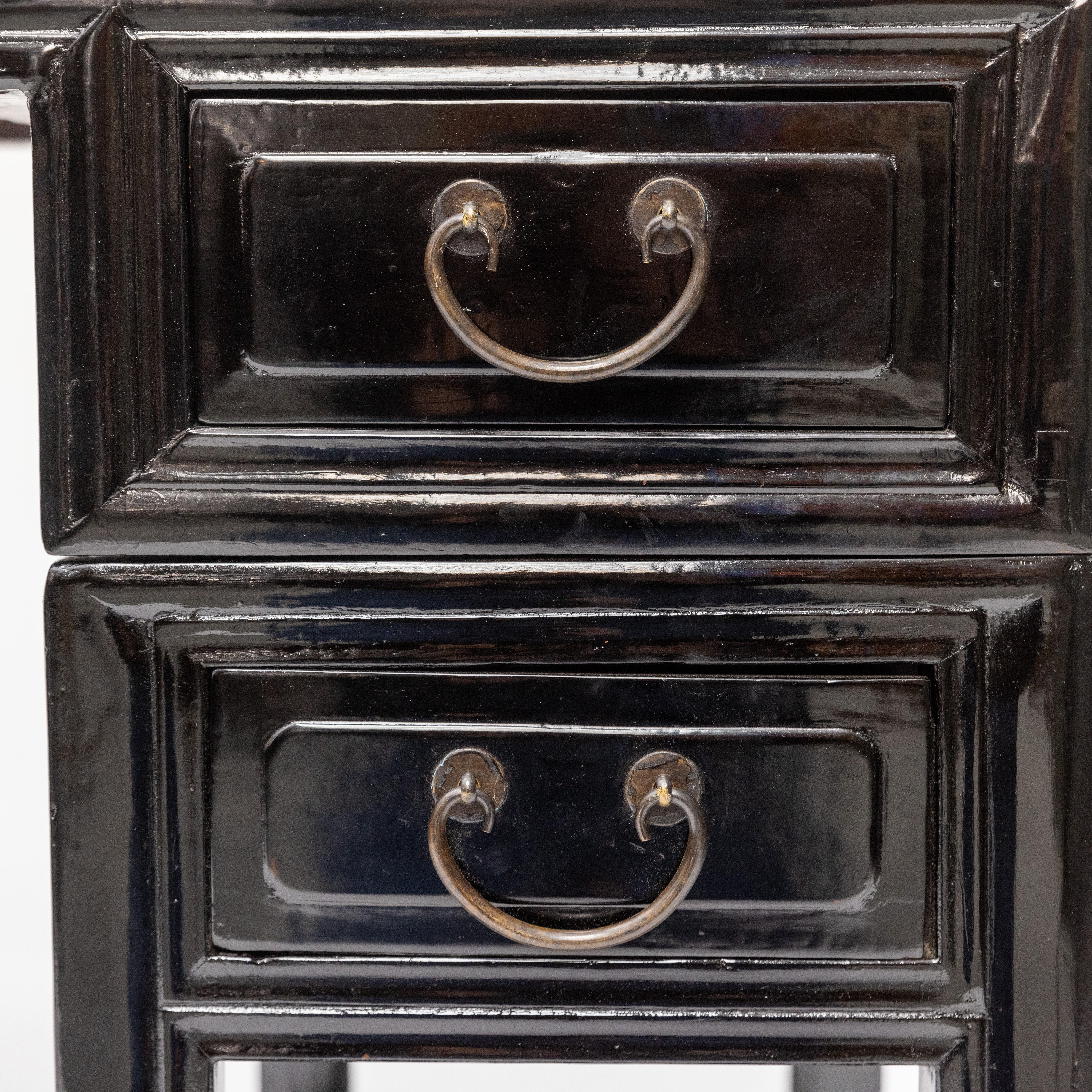 Poli Bureau d'érudit en bois d'orme poli noir