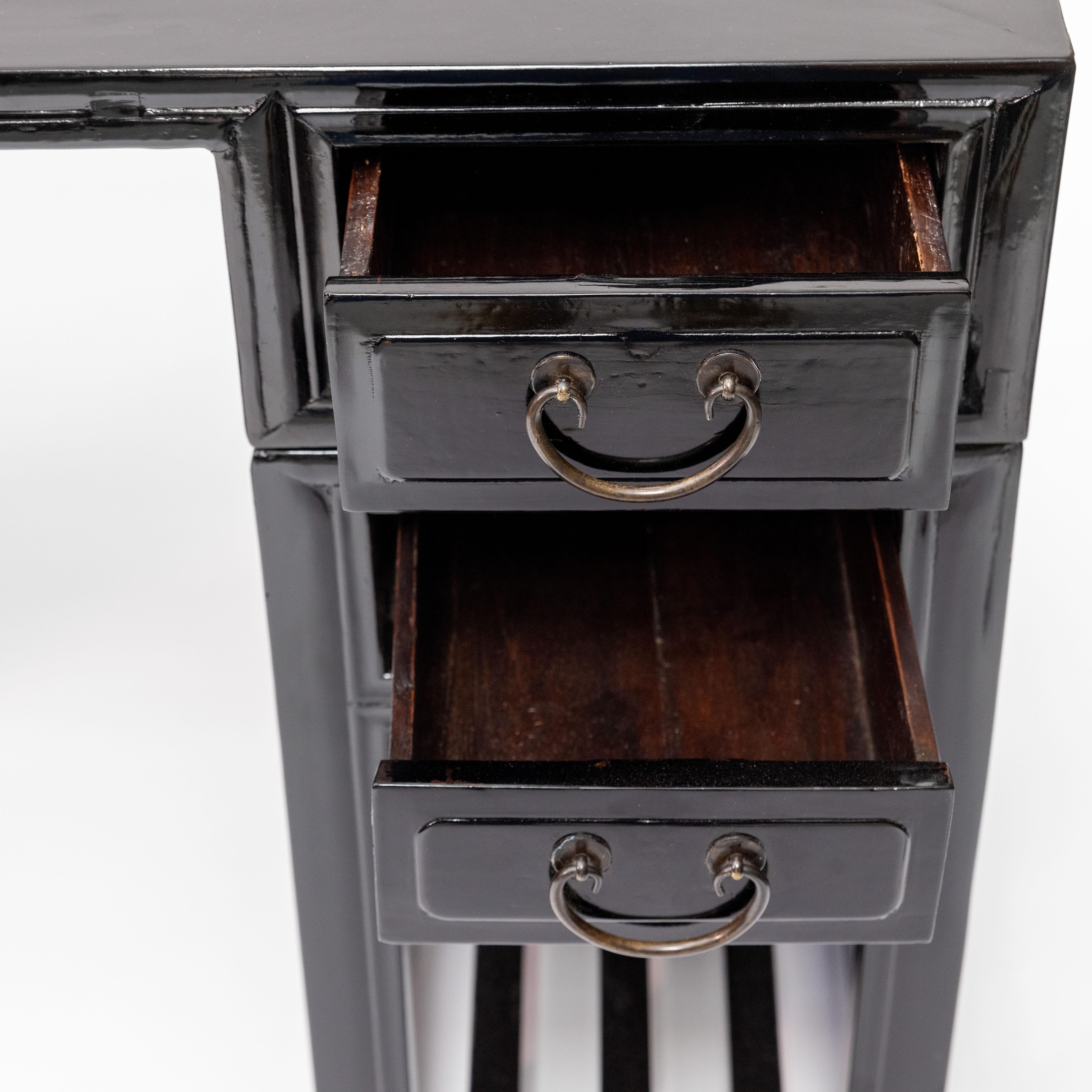 Bureau d'érudit en bois d'orme poli noir Bon état à Kastrup, DK
