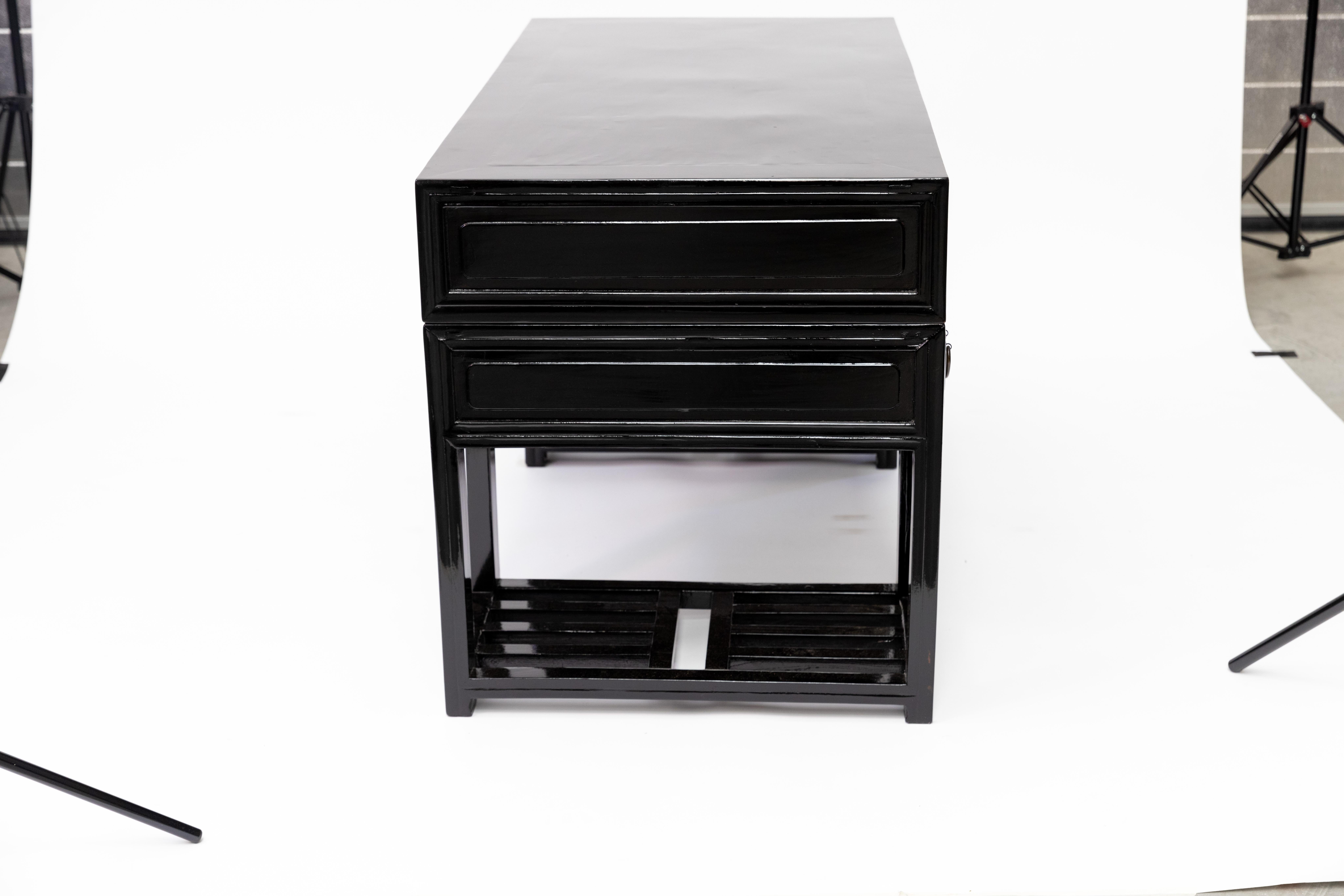 Métal Bureau d'érudit en bois d'orme poli noir
