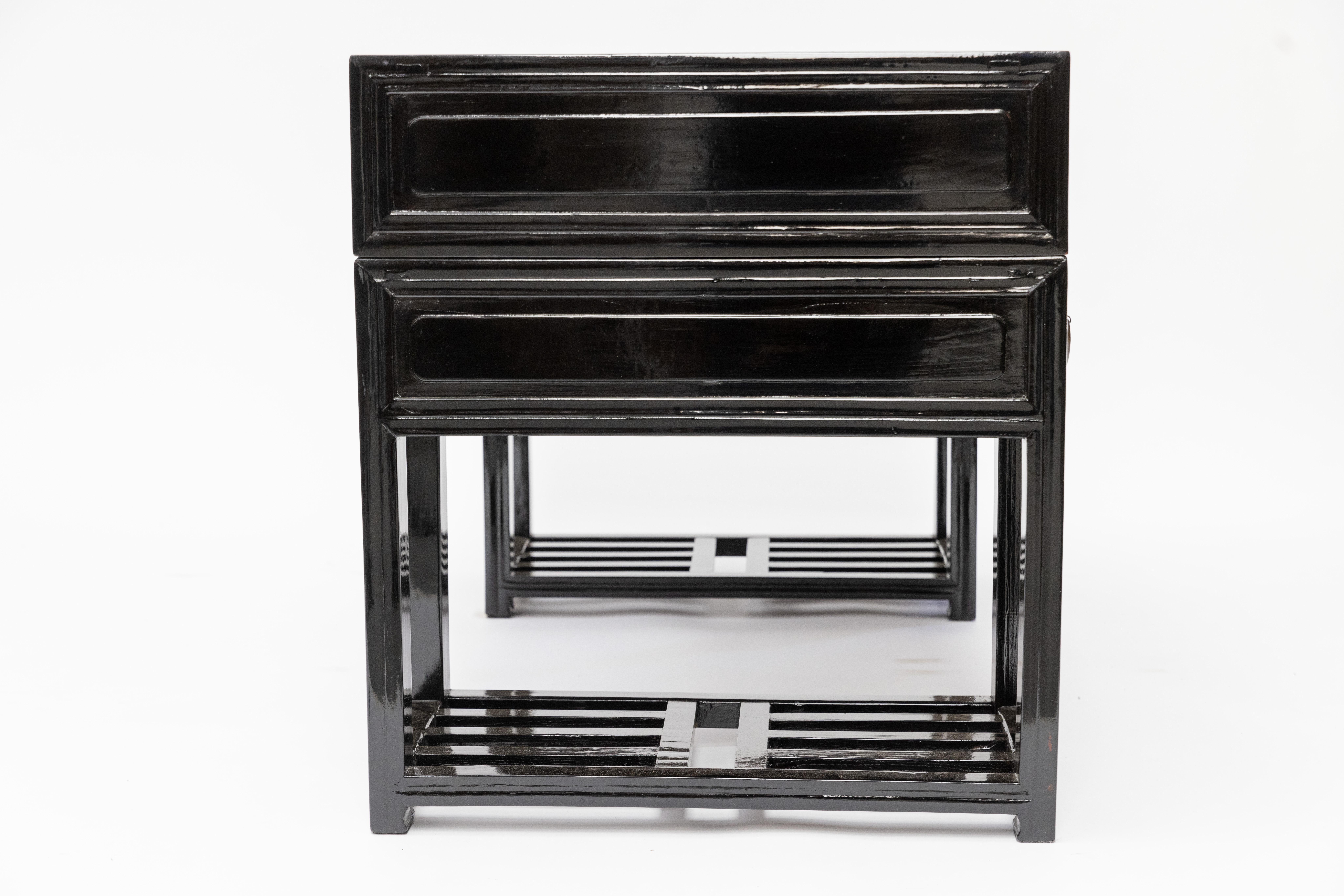 Bureau d'érudit en bois d'orme poli noir 1